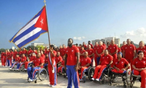 Acto de Abanderamiento a la delegación cubana que participará en los V Juegos Parapanamericanos, Toronto 2015, el cual fue presidido por el Presidente del INDER Antonio Beccali y otros dirigentes del organismo.
Delegación participante.