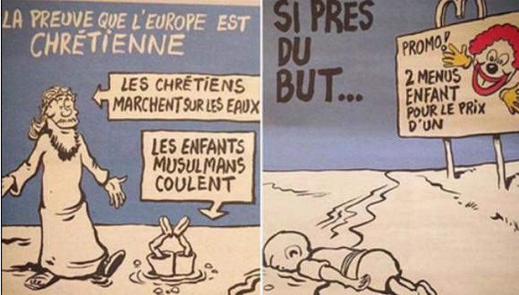 caricaturas de Charlie Hebdo sobre niño sirio