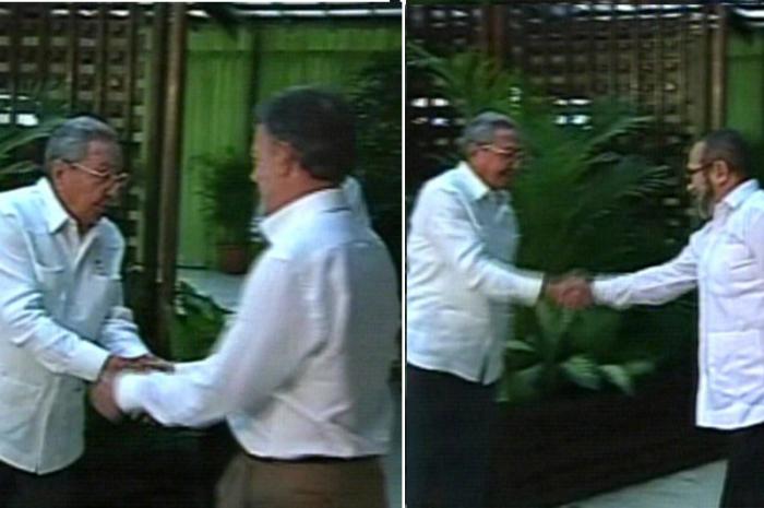 Recibe el General de Ejército, Raúl Castro, al máximo líder de las FARC-EP, Timoleón Jiménez