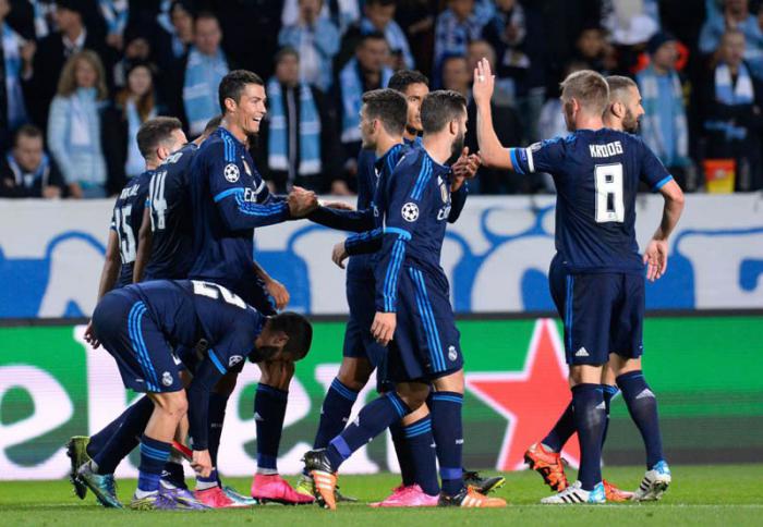 El portugués Cristiano Ronaldo marca un doblete en el choque de la Champions entre Real Madrid y Malmö