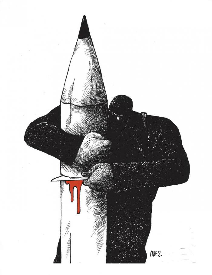 La obra de Ares, que vio la luz en las páginas del semanario francés Courrier International en enero de 2015, constituye un alegato contra el terrorismo