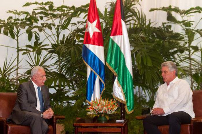 Díaz-Canel recibe a canciller palestino