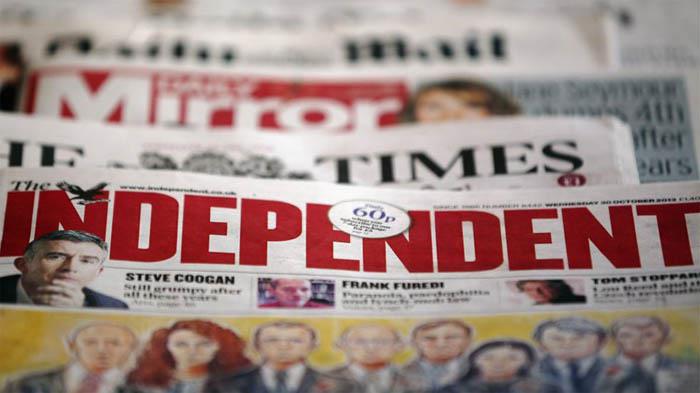 Varias portadas del periódico The Independent. 