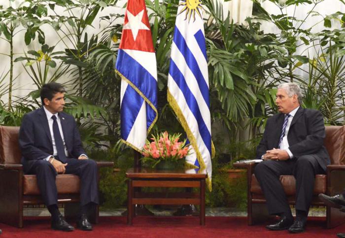 Sostuvo el Primer Vicepresidente de los Consejos de Estado y de Ministros Miguel Díaz-Canel Bermúdez conversaciones oficiales con el Vicepresidente de Uruguay Raúl Fernándo Sendic Rodríguez.