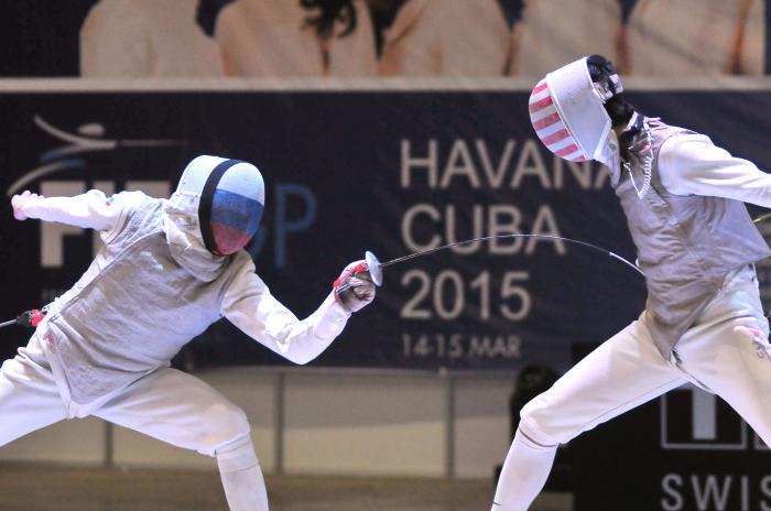 Copa de Florete Villa de la Habana Florete Masculino Finan entre Dmitry Rigin (RUS) y Alexander Massialas (EEUU)