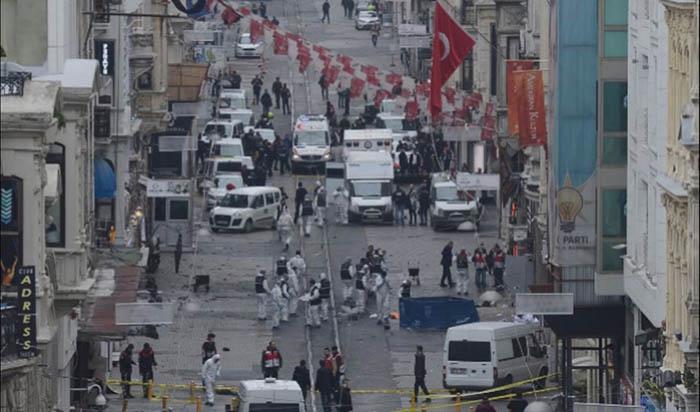 Lugar del atentado en la ciudad de Estambul, Turquía