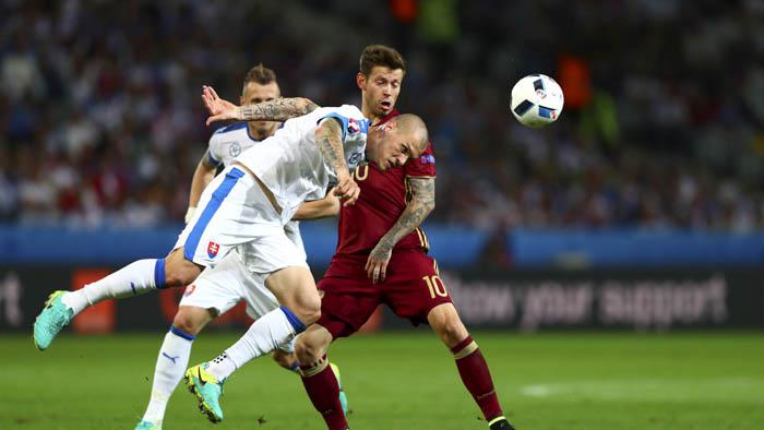 A view of the action between Russia and Slovakia during their UEFA Euro 2016 Group B match
