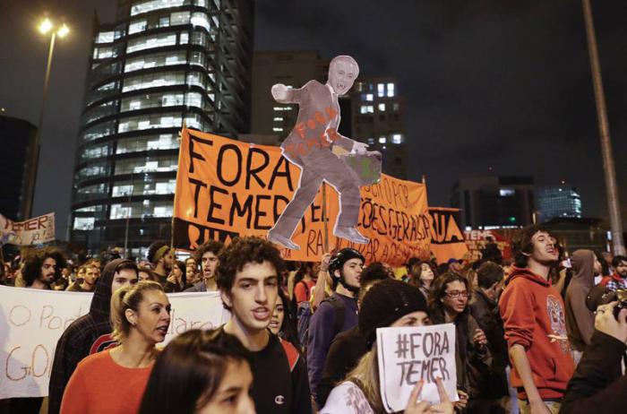 Protestas contra Temer en Sao Paulo. 