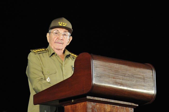 Raúl Castro Ruz en el acto de masas en la Plaza de la Revolución José Martí