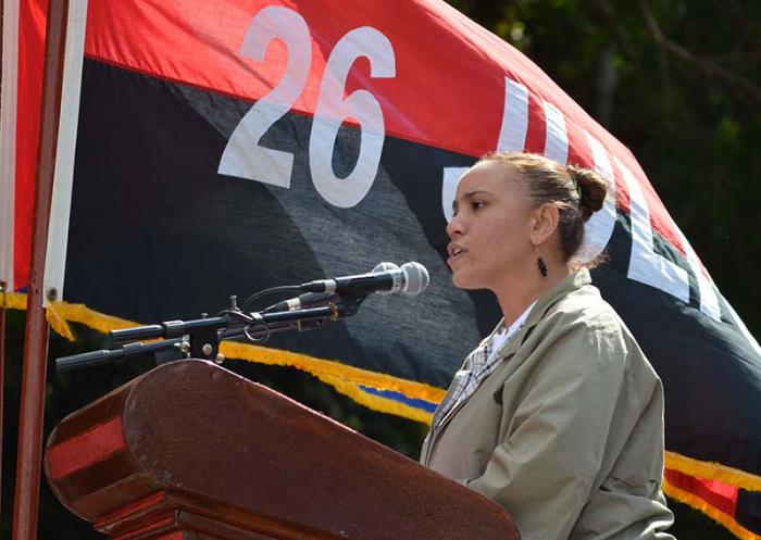 Aniversario 58 de la entrada de Fidel a La Habana en la Caravana de la Libertad. Maylín Alberti, primera secretaria de la UJC de Playa.