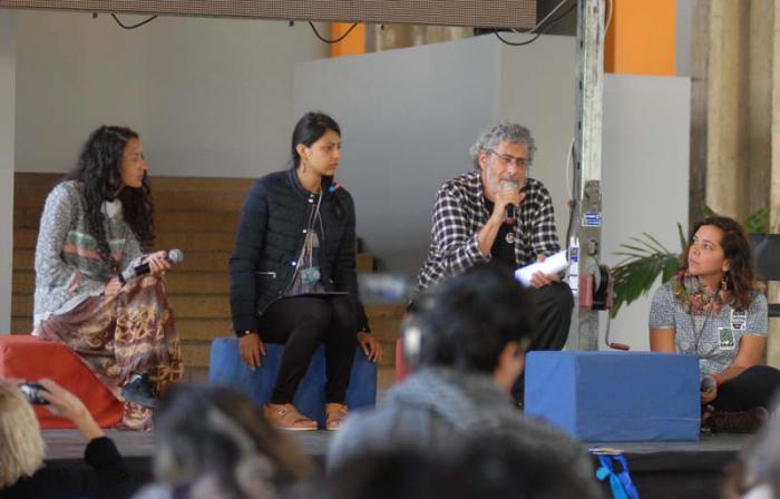XII Taller Internacional. Paradigmas Emancipatorios. Laura y Berta (Hijas de Berta Caceres) y Gustavo Castro (Testigo principal del asesinato de Berta Caceres)