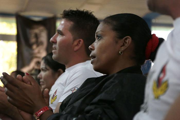 Seminario Nacional de la UJC. José Ramón Machado Ventura, Segundo Secretario del Comité Central del Partido Comunista de Cuba, preside el encuentro con los jóvenes, junto a Sucely Morfa González, primera secretaria de la UJC. Escuela de la CTC Lázaro Peña.