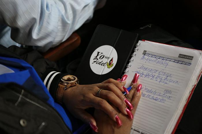 Seminario Nacional de la UJC. José Ramón Machado Ventura, Segundo Secretario del Comité Central del Partido Comunista de Cuba, preside el encuentro con los jóvenes, junto a Sucely Morfa González, primera secretaria de la UJC. Escuela de la CTC Lázaro Peña.