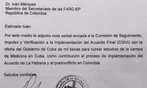 Cuba ofrece mil becas de medicina a proceso de paz en Colombia