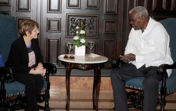 Recibe Esteban Lazo presidente de la Asamblea Nacional del Poder Popular a la Sra Maria Grazia Relatora Especial de la Organización de Naciones Unidas.