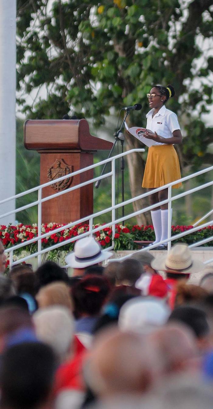 Acto central por el Aniversario 64 de los Asaltos a los Cuarteles Moncada y Carlos Manuel de Céspedes y  el día de la Rebeldía Nacional en la Plaza de la  Revolución de la Provincia de Pinar del Río, presiden el acto el Presidente de los Consejos de Estado y de Ministros, General de Ejército Raúl Castro Ruz, el primer vicepresidente de los Consejos de Estado y de Ministros de Cuba, Miguel Díaz-Canel Bermúdez, José Ramón Machado Ventura, Segundo Secretario del Comité Central del Partido Comunista de Cuba, La Primera Secretaria del PCC en Pinar del Rio Gladys Martínez Verdecia y otros dirigentes del Gobierno.