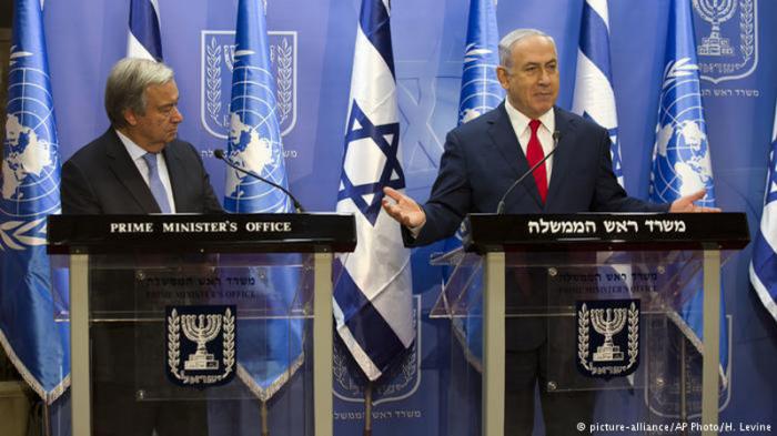 Guterres (izquierda) y Netanyahu (derecha) ofrecieron una rueda de prensa tras el encuentro. Foto: AP