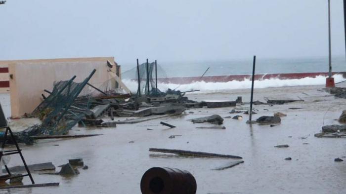 Daños en el centro polideportivo de la primera villa de Cuba, Baracoa, Guantánamo. 