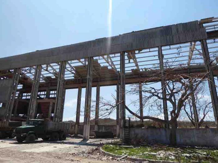 Irma destruyó casi la totalidad de los techos de la mina de yeso de Punta Alegre.