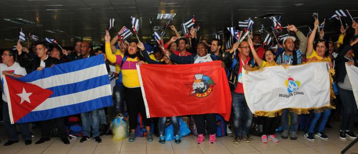 Llegada a Cuba de la delegación cubana al XIX Festival Mundial de la Juventud y los Estudiantes.