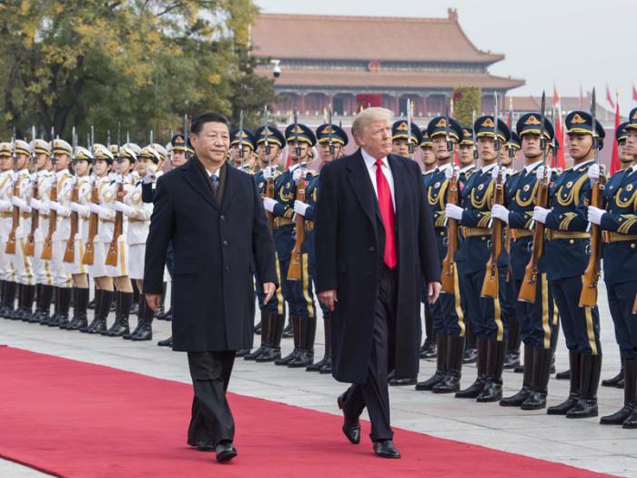 Xi Jinping recibió a Trump en Beijing. 