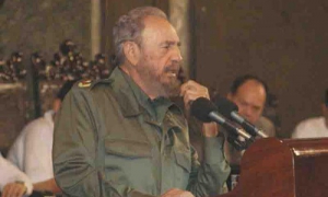 Fidel en el Aula Magna de la Universidad de La Habana