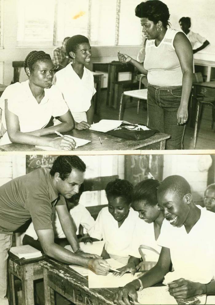 Colaboración en la educación Cuba-Guyana en 1985.