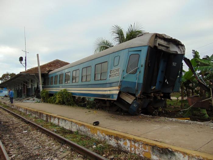 Descarrilamiento provoca daños en estación ferroviaria de Sancti Spíritus.