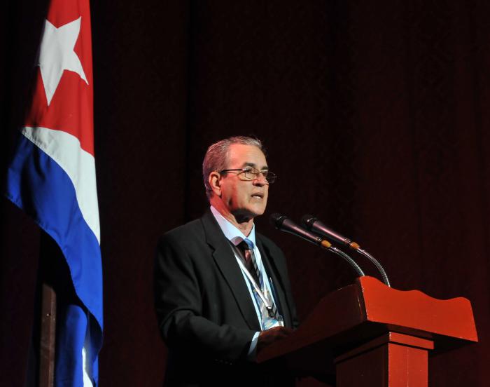Inauguración del 11no. Congreso Internacional de Educación Superior, Universidad 2018, en el Teatro Karl Marx, Playa,  Presidieron el acto Miguel Dìaz Canel Bermúdez, 1er Vicepresidente de los Consejos de Estado y de Ministros y José Ramón Saborido Loidi (podio), Ministro de Educación Superior