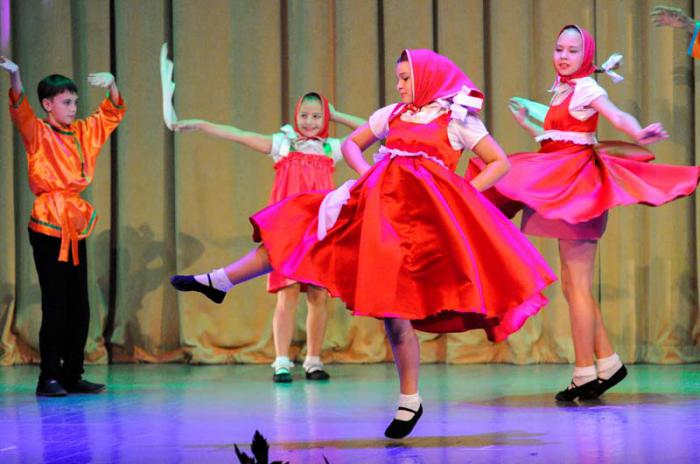 Estudiantes de la escuela de la Embajada Rusa bailando danzas tradicionales de su país en el Acto político Cultural por el Centenario de la Fundación del Ejército Rojo, 