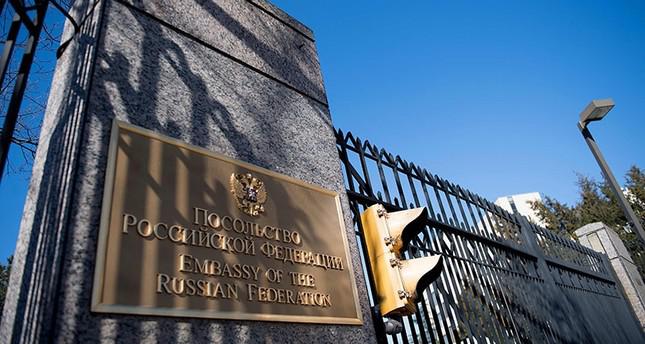 Entrada de la Embajada de Rusia en Washington. foto: afp