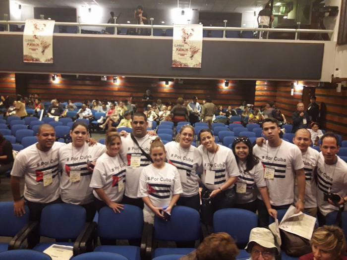 A pesar de los contratiempos, hubo Foro de Jóvenes y la voz de Cuba, como en el 2015, se sintió potente. foto tomada del facebook de gisleidys sosa