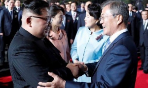 Líderes coreanos, Moon Jae-in y Kim Jong-un