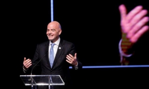 el presidente de la FIFA, Gianni Infantino, en un discurso el 12 de abril de 201