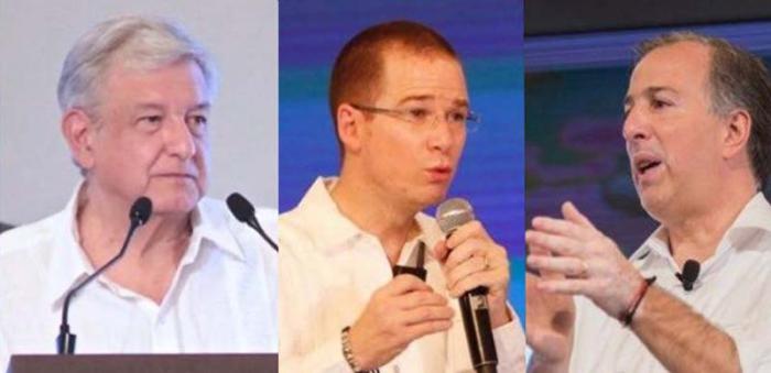 Candidatos de izquierda a derecha: López Obrador, Anaya y Meade. 