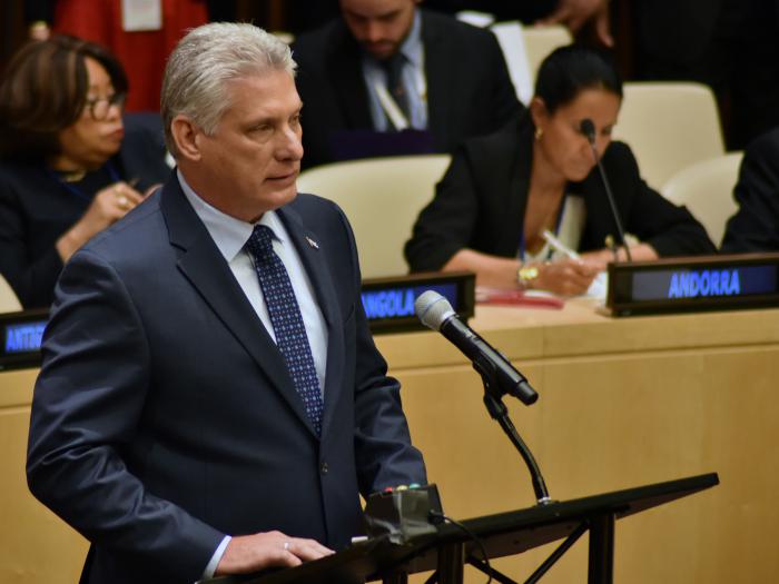 Presidente cubano Miguel Díaz-Canel en la ONU.