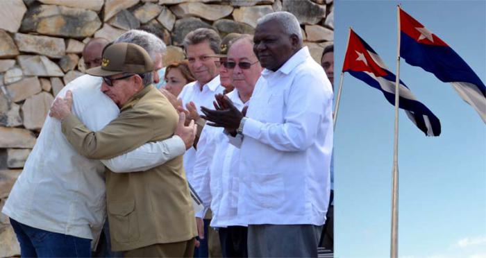 Raul y Diaz Canel abrazo 10 de octubre