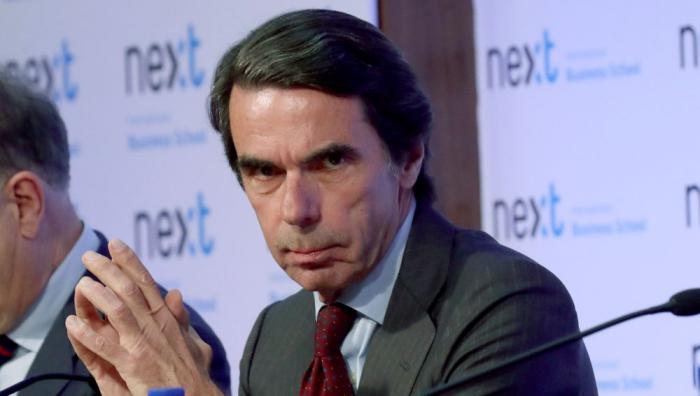 El expresidente del Gobierno José María Aznar, durante la presentación del libro 