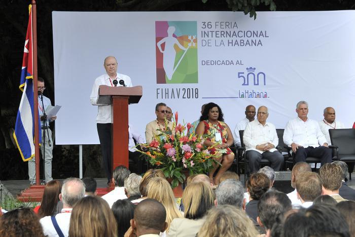 36 Feria Internacional de la Habana, estando presente Miguel Díaz-Canel Bermúdez. Presidente de los Consejos de Estado y de Ministros de Cuba,con las palabras de inauguracion Rodrigo Almierca,ministro de Comercio Exterior y la Inversión Extranjera