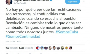 Presidente cubano opinó ayer en Twitter