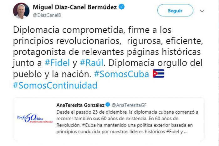 Tweet de Díaz Canel