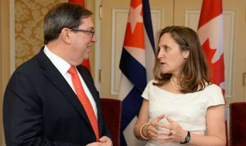 Canciller cubano, Bruno Rodríguez Parrilla, fue recibido por la Honorable Chrystia Freeland, ministra de Relaciones Exteriores de Canadá
