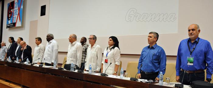 IX Congreso del UNEAC en el Palacio de Convenciones, Inauguración, Presidido Por Miguel Barnet, Presidente de la UNEAC, Esteban Lazo, Presidente de la Asamblea Nacional de Cuba, Victor Gaute, Miembro del Secretariado del CC PCC y otros dirigentes y personalidades