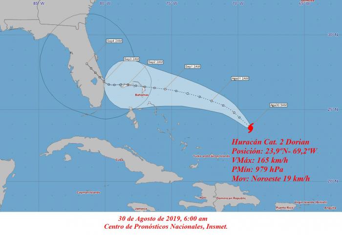 Dorian este 30 de agosto a las 6:00 am