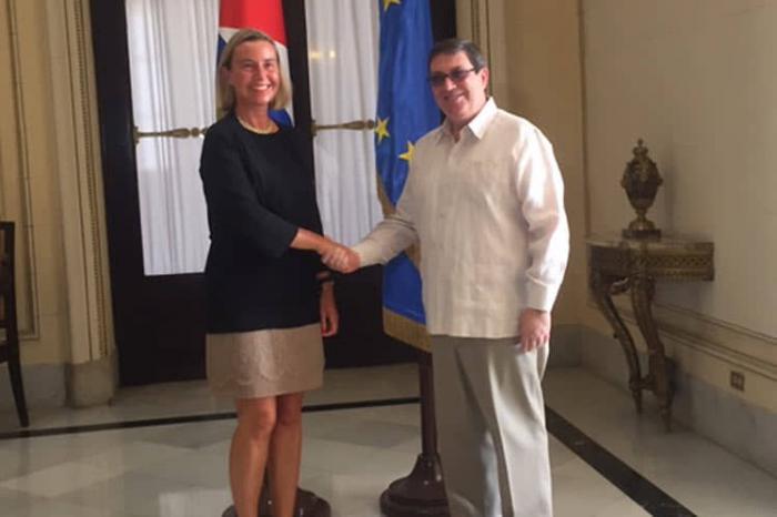 Recibe canciller cubano Bruno Rodríguez Parrilla a Federica Mogherini en La Habana
