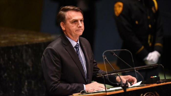 El presidente de Brasil, Jair Bolsonaro, habla en la Asamblea General de las Naciones Unidas, 24 de septiembre de 2019. (Foto: AFP)