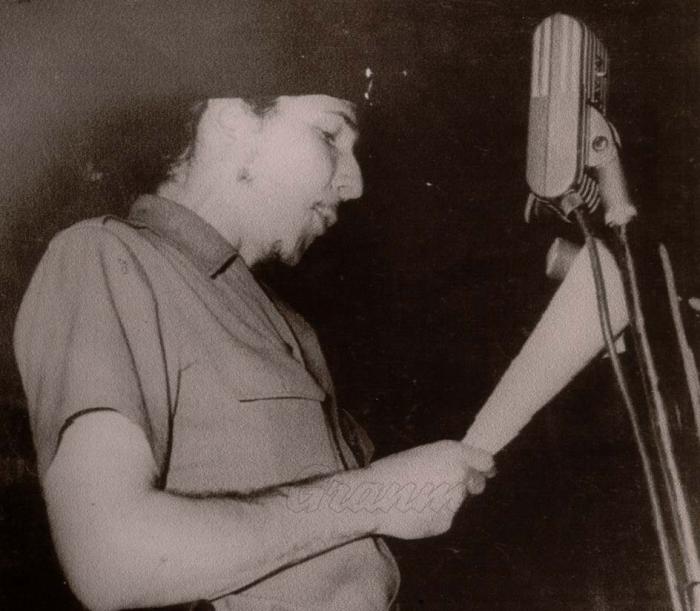 El Comandante Raúl, durante su intervención hace 60 años en Casa de las Américas.