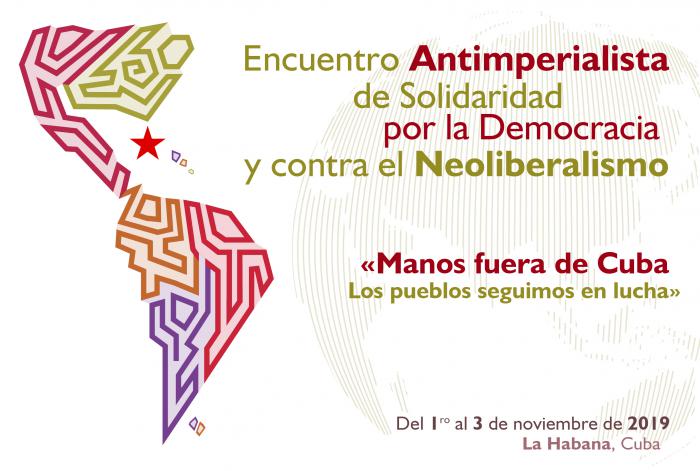 Encuentro Antimperialista de Solidaridad, por la Democracia y contra el Neoliberalismo LOGO