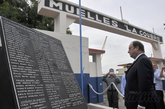 Visita al Muelle La Coubrel ex presidente Francois Hollande de la República Francesa.