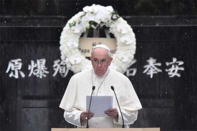 Papa Francisco urge al mundo desde Japón eliminar las armas atómicas 